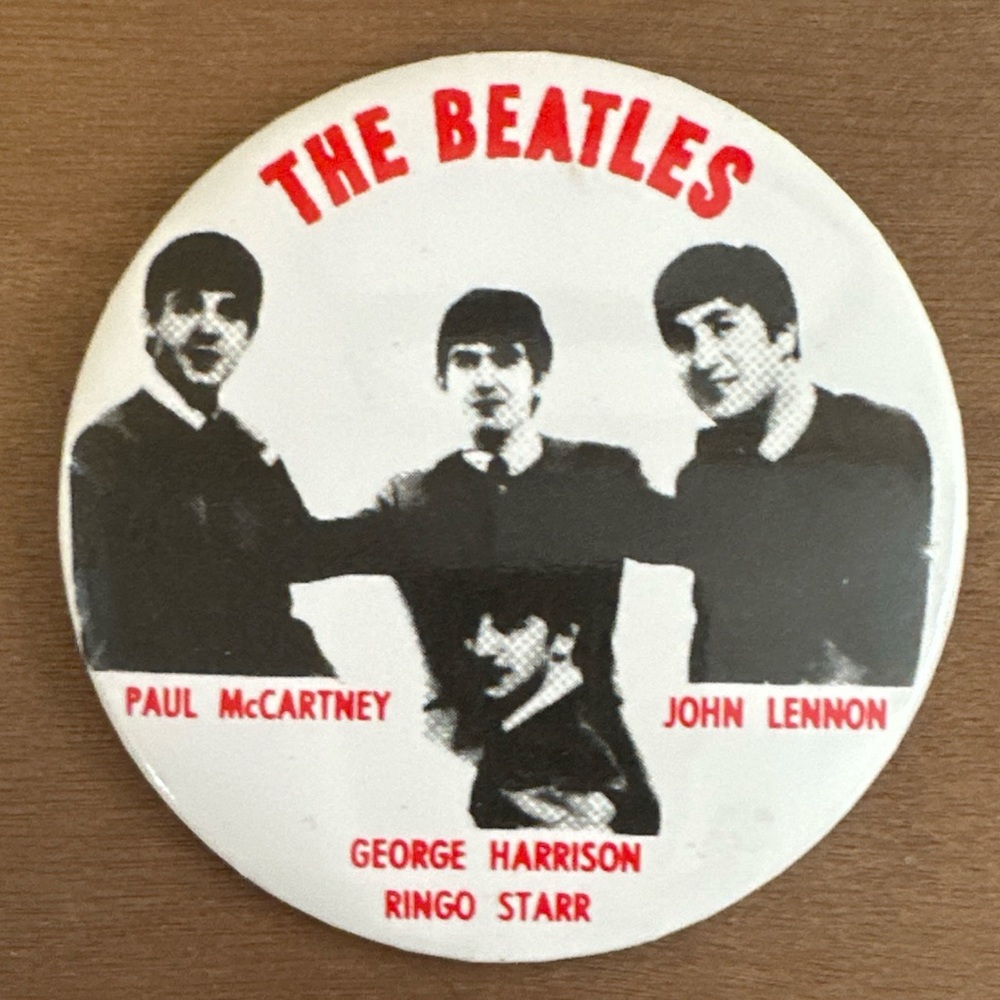Oversized Vintage 1964 The Beatles Fab Four Pictorial Pinback Button 3.5”